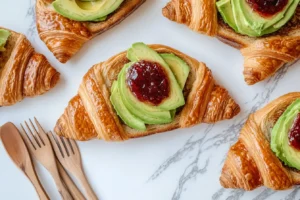 Croissant toast breakfast spread