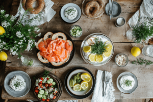 Lox bagel brunch spread