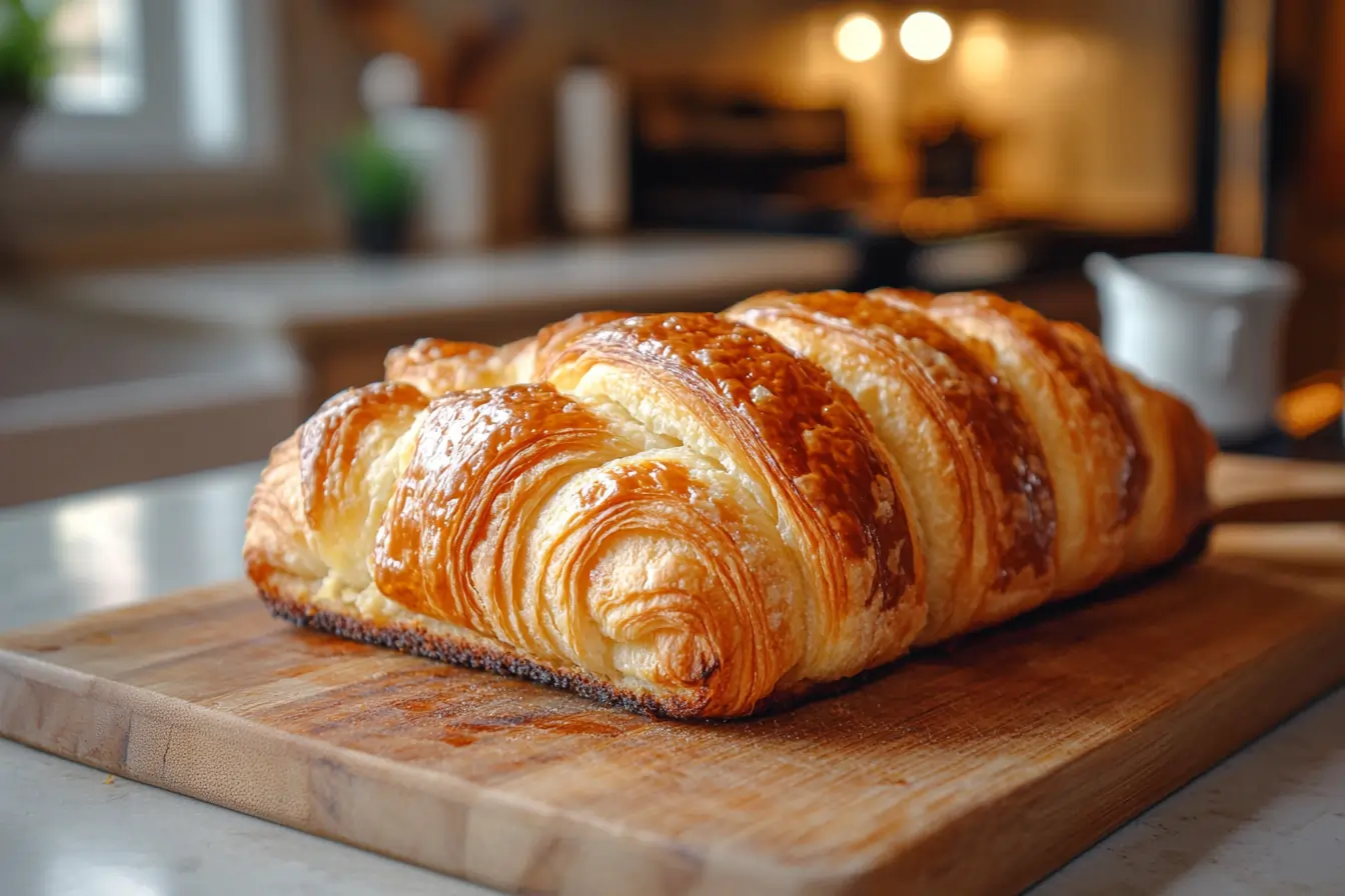 Croissant toast at Sam’s Club displayed on a cutting board.