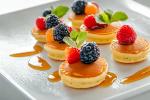 sweet toppings on mini pancakes