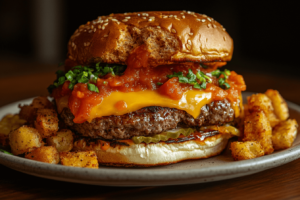 Homemade Big Mac with a middle bun