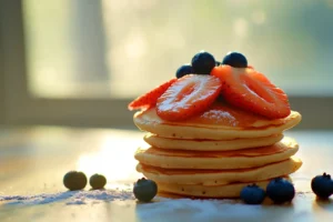 Silver dollar pancakes with fresh fruit
