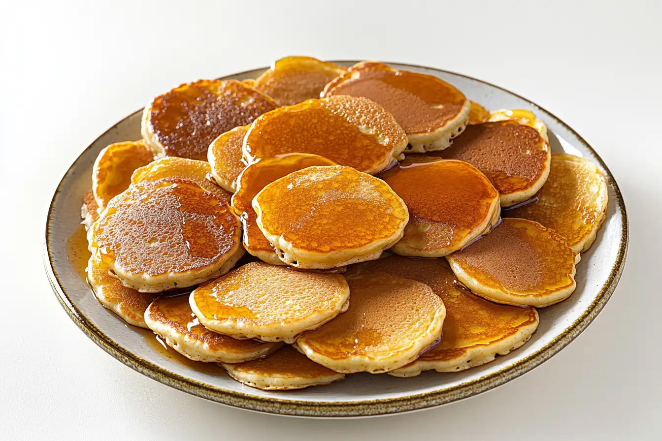 What is another name for mini pancakes? Fluffy silver dollar pancakes stacked high