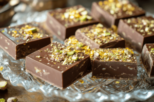 finished dubai chocolate bar recipe with decorative toppings