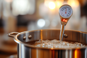 Why are my popcorn balls falling apart? Syrup temperature check.