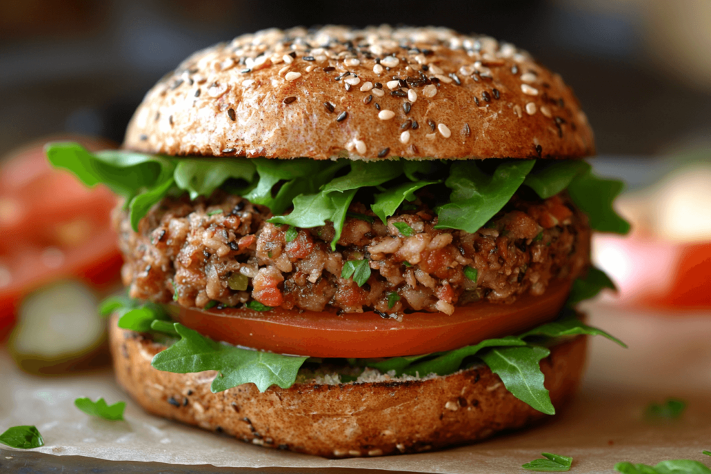 What is the healthiest meat for burgers – a lean beef patty on a whole-grain bun.