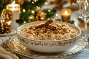 Which country invented arroz con leche? A festive family gathering serving rice pudding
