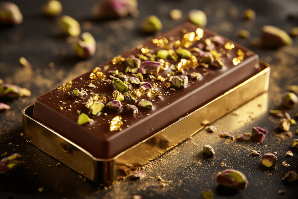 dubai chocolate bar recipe in a decorative mold