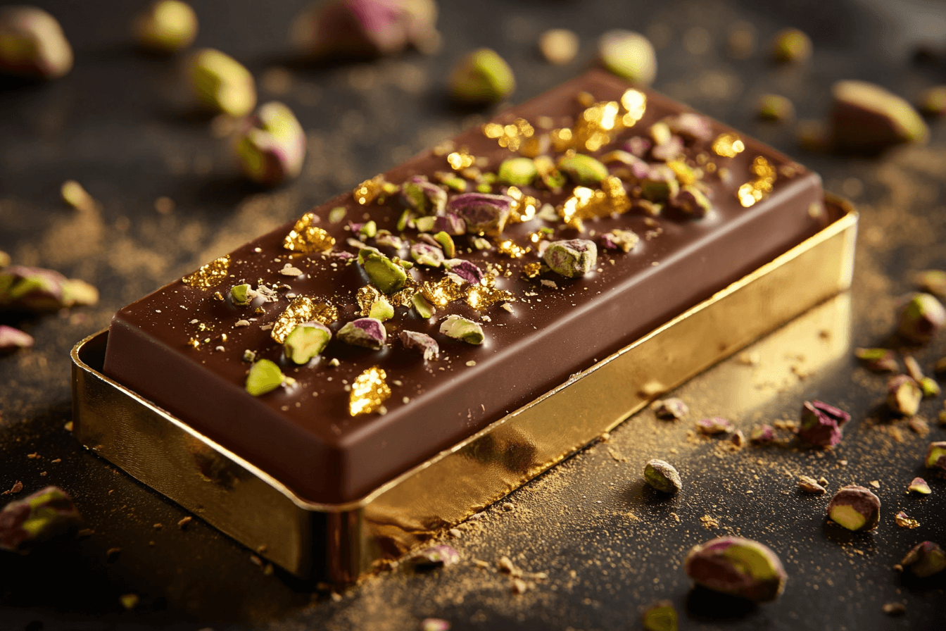 dubai chocolate bar recipe in a decorative mold