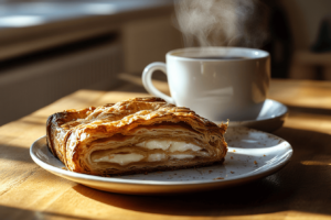 Nussgipfel served with coffee Swiss walnut pastry
