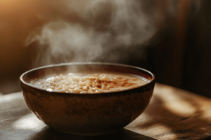 Hot arroz con leche with cinnamon