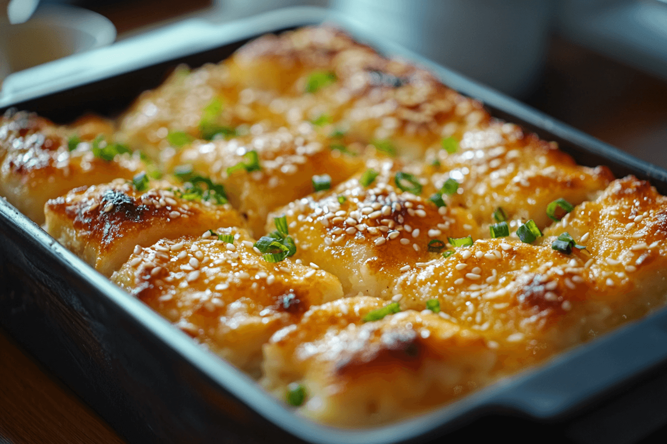 Are you supposed to eat sushi bake hot or cold? A baked sushi casserole fresh from the oven.