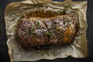 Seasoned ribeye roast with herbs