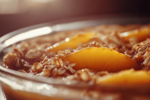 Peach crisp topping made with oats