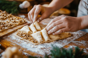 Nussgipfel dough shaping puff pastry process